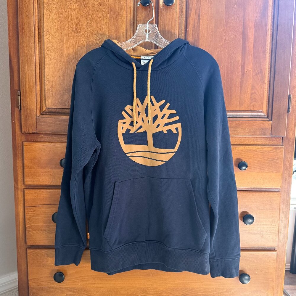 Timberland Kennebec River Tree Logo Pulloever Hoodie Men's Medium Blue Gorpcore